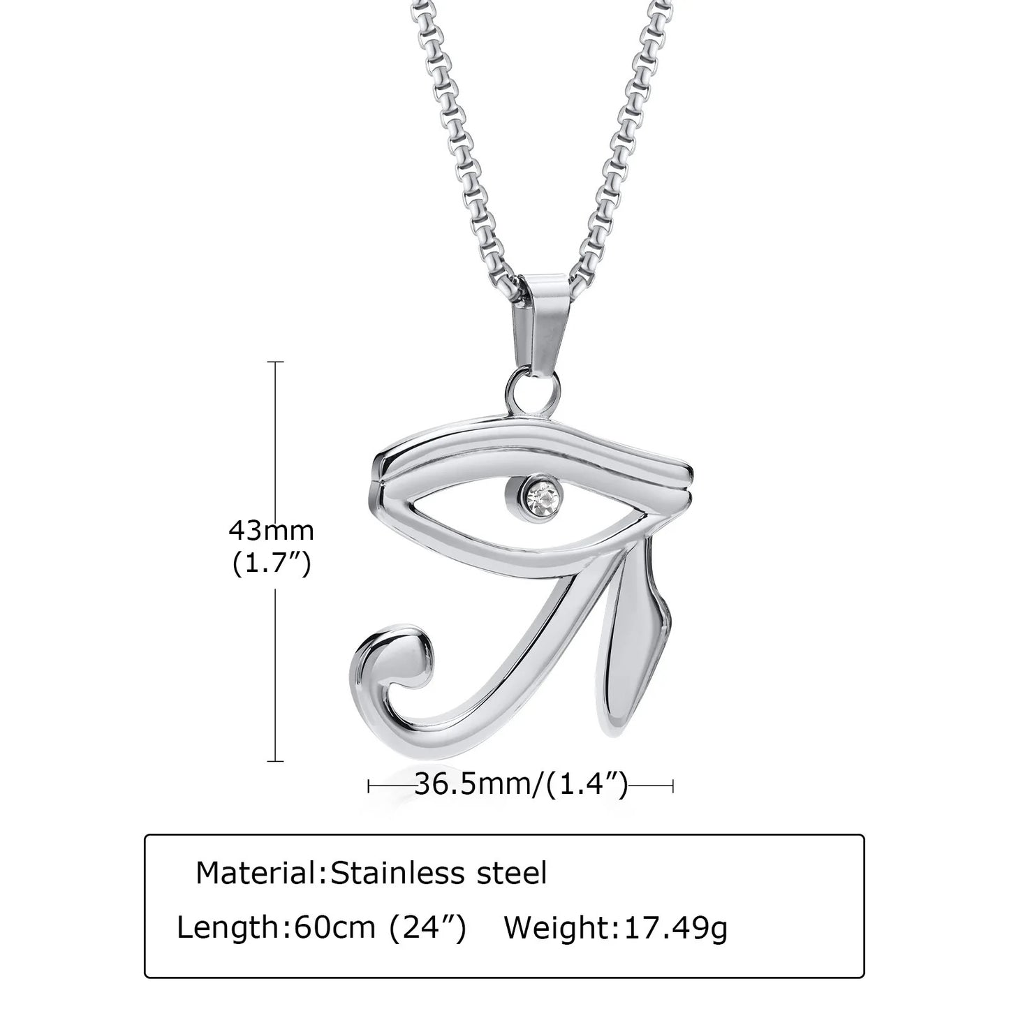 Stainless Steel Eye Of Horus Necklace/ Egyptian Eye