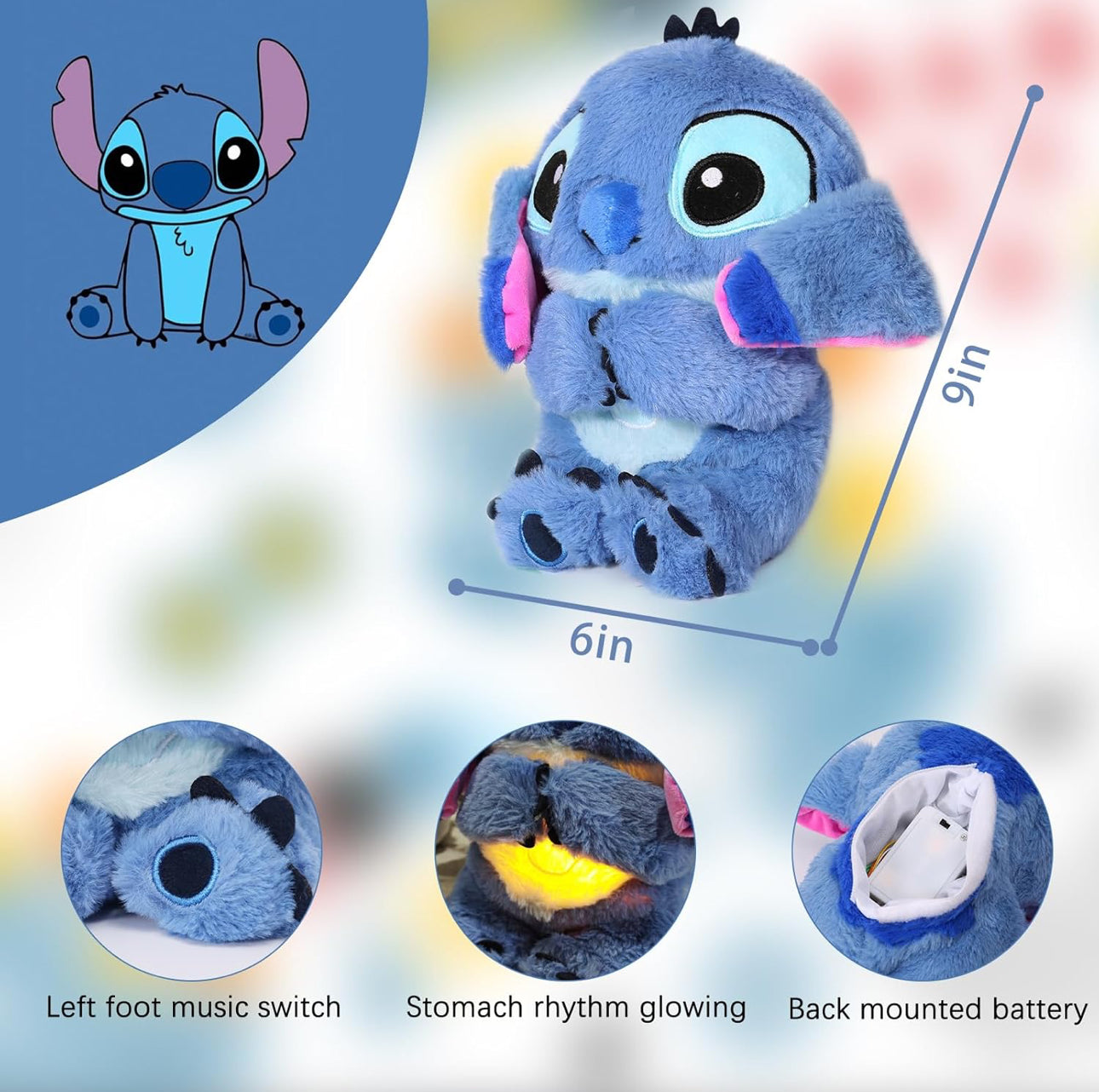 Stitch & Angel Breathing Plushie with Baby Music 🎵