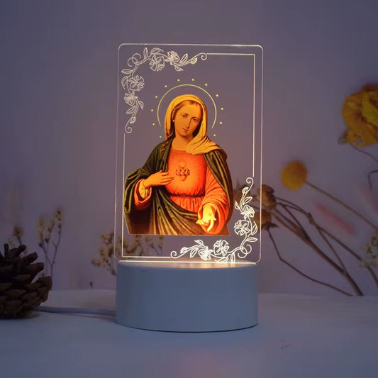 Christian 3D Acrylic USB Night Lamp (Jesus & Mary)