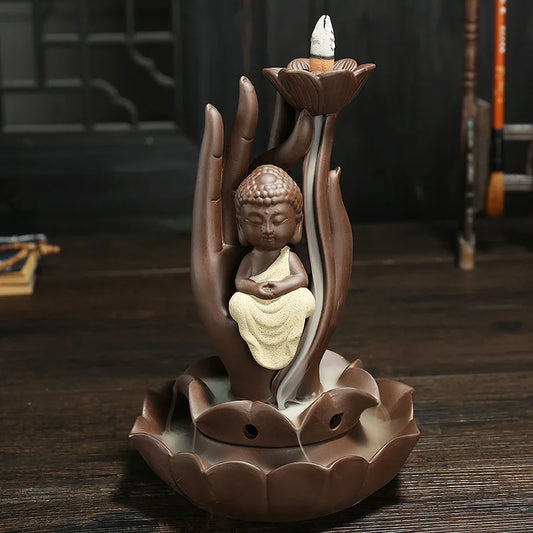 Buddha Incense Holder + 10 Free Back-Flow Incense