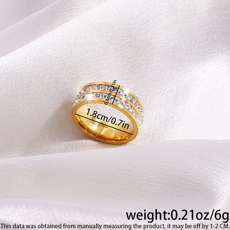 Stainless Steel 2 Layer Zircon Ring