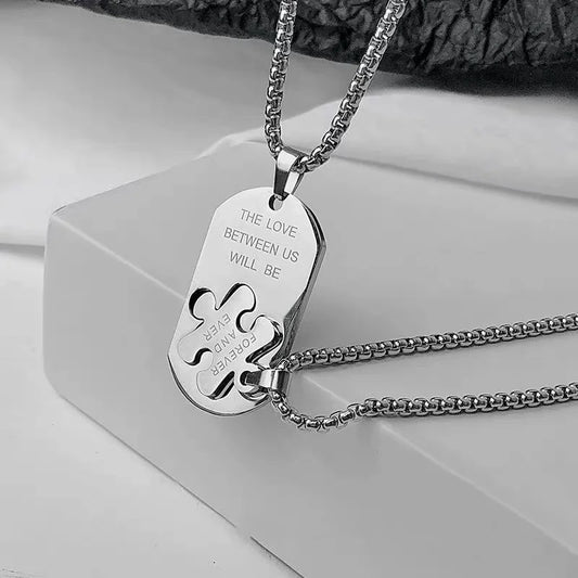 Stainless Steel Couples/ Relationship/ Friendship Puzzle Love Necklace 2pc