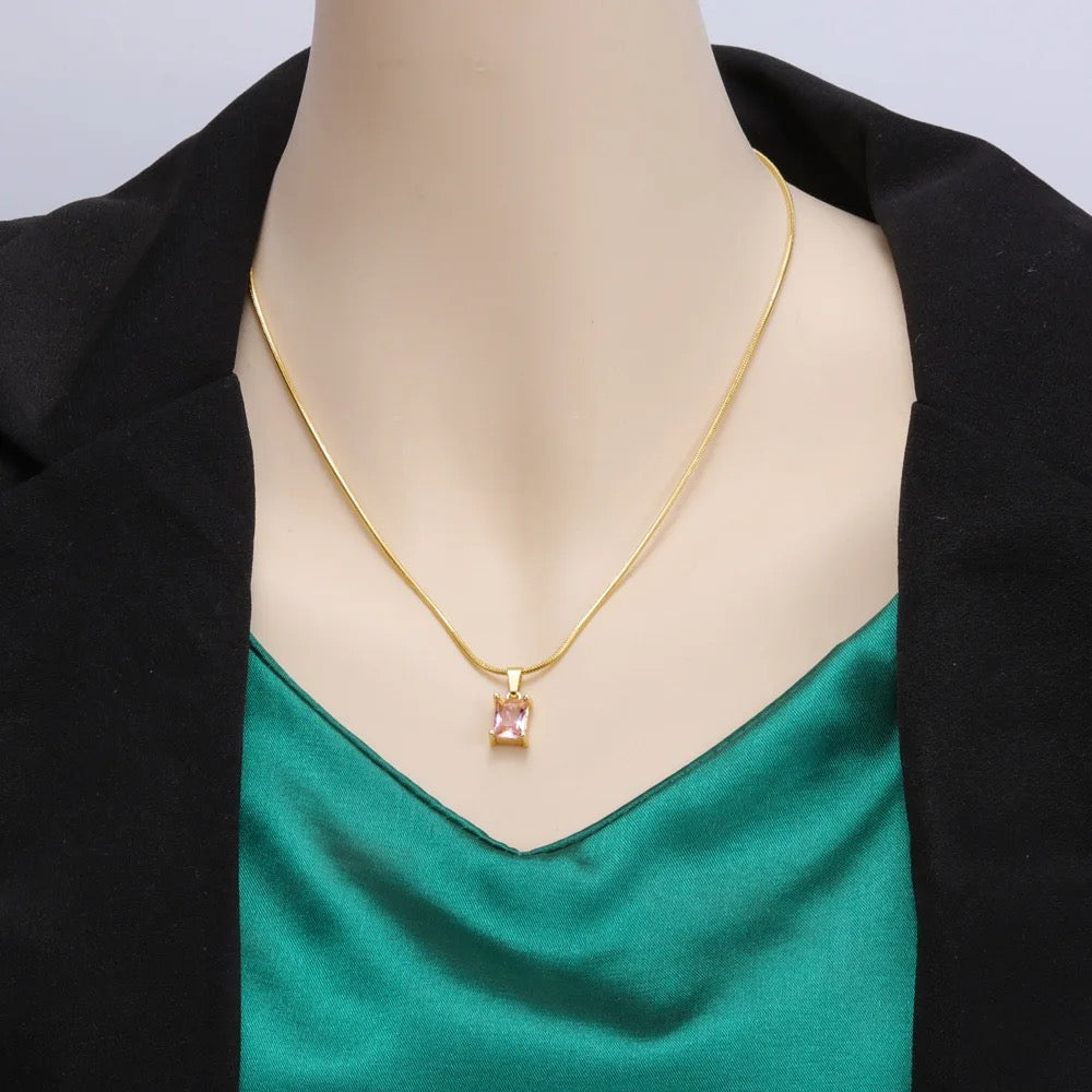 Stainless Steel Zircon Stone Necklace