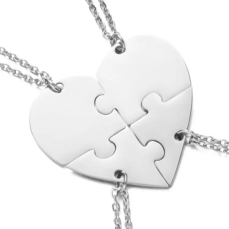 Customizable Stainless Steel 4pcs Heart with Engraving