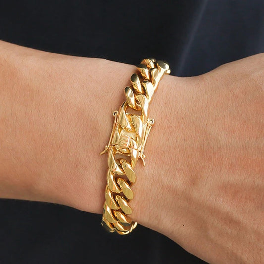 Thick Stainless Steel Cuban Link (Gold)