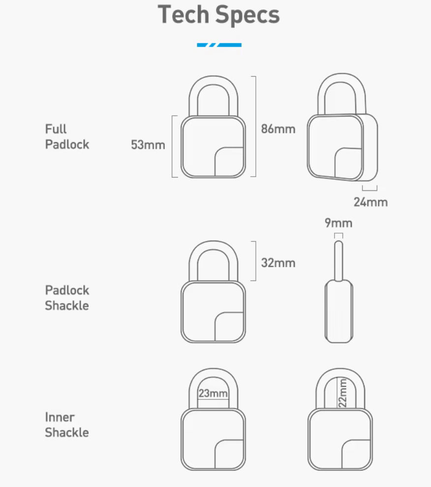 Smart Fingerprint Bluetooth Pad Lock with App