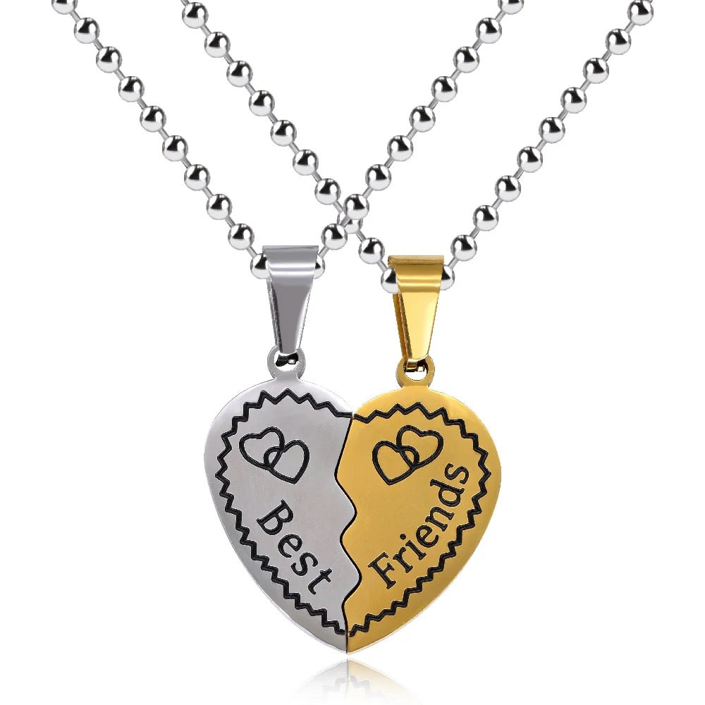 Stainless Steel Best Friends Distance Necklace 2pc