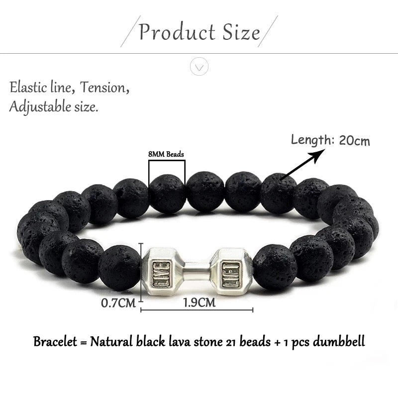 Natural Lava Rock Dumbbell Bracelets (8mm)