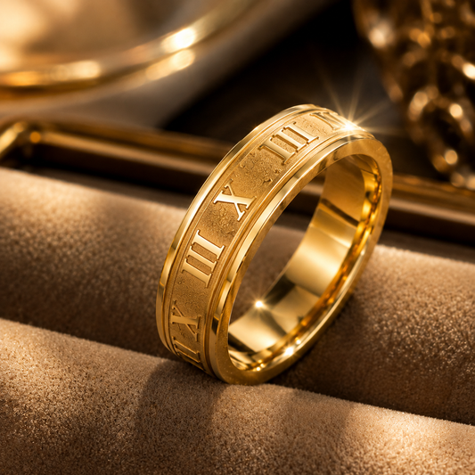 Stainless Steel Roman Numeric Ring
