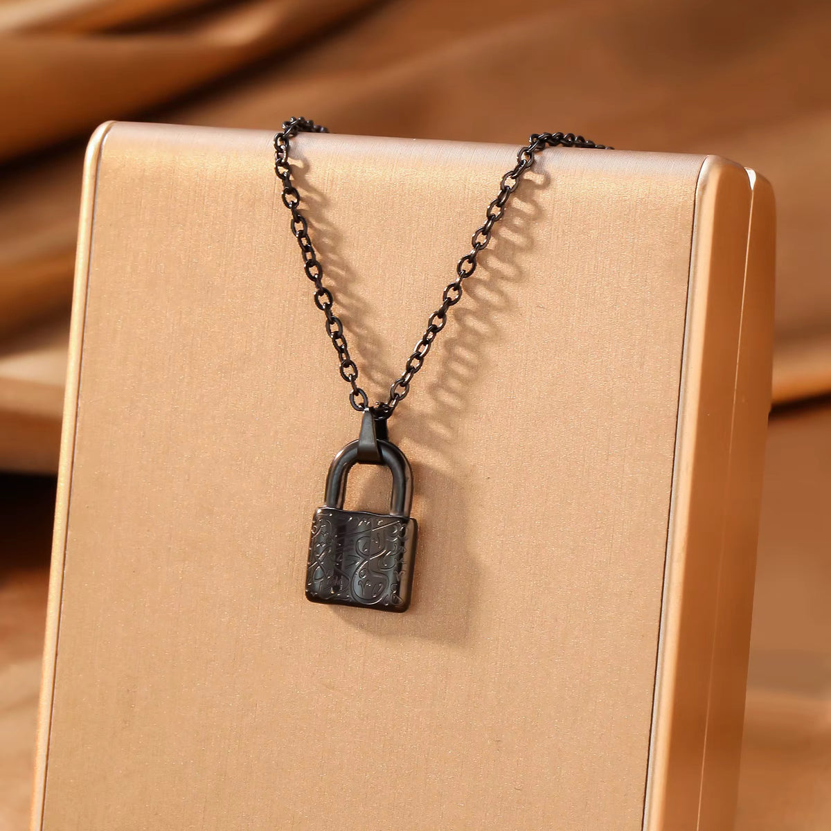 Arabic Happiness Lock & Key Stainless Steel Necklace