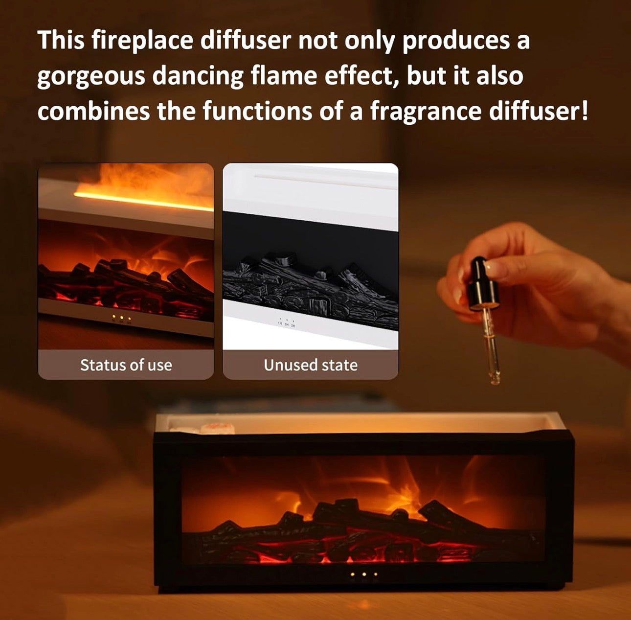 7 Color Fireplace Humidifier & Diffuser + Remote