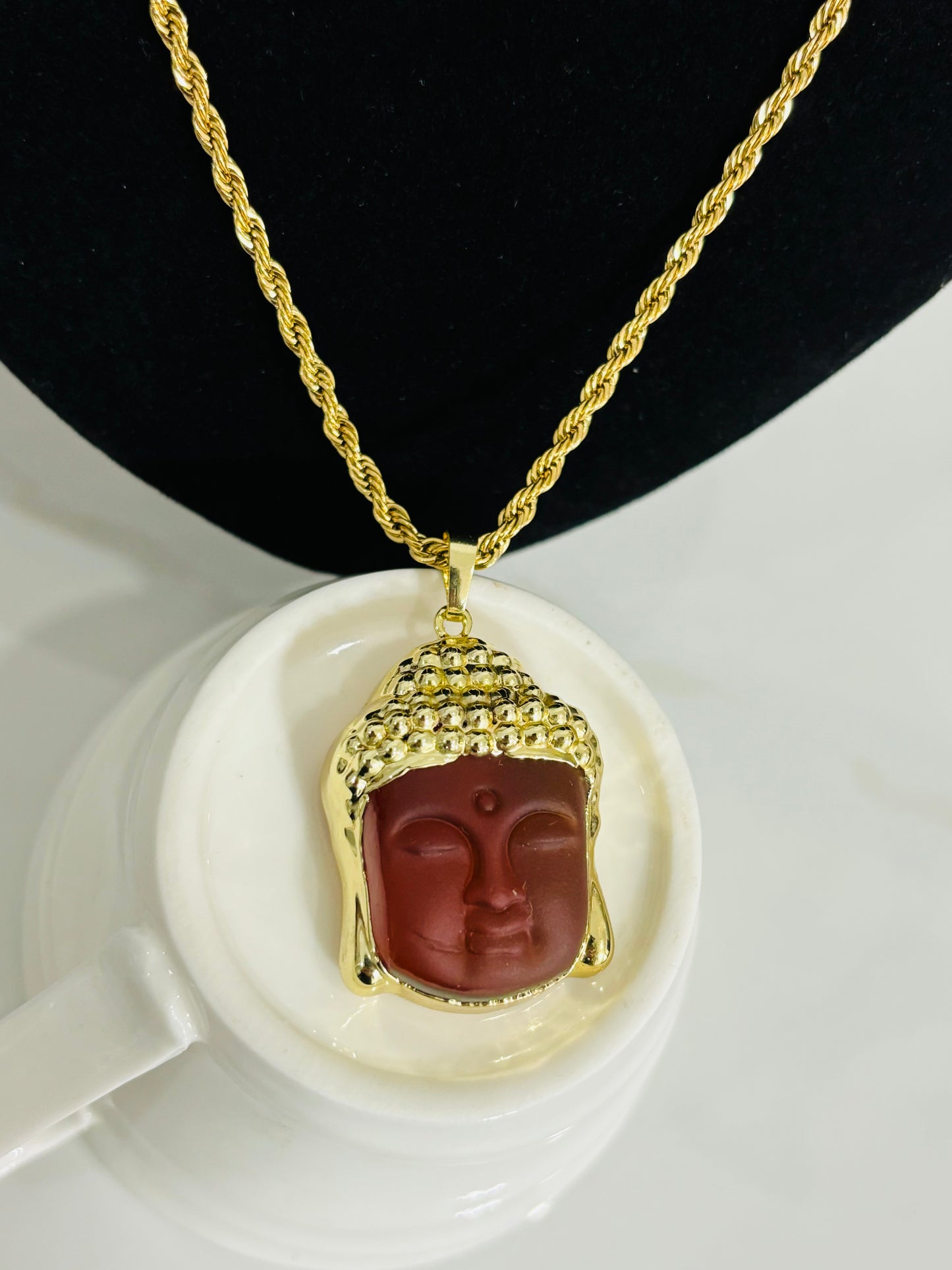 Buddha Head Natural Stone Crystal Necklace