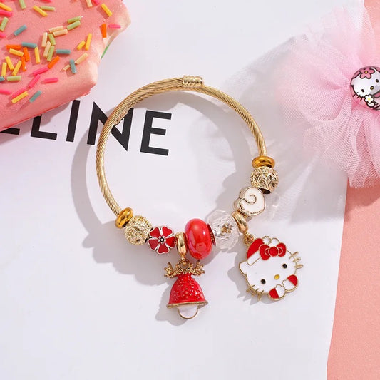 Stainless Steel Hello Kitty Charm Bracelets (Gold)