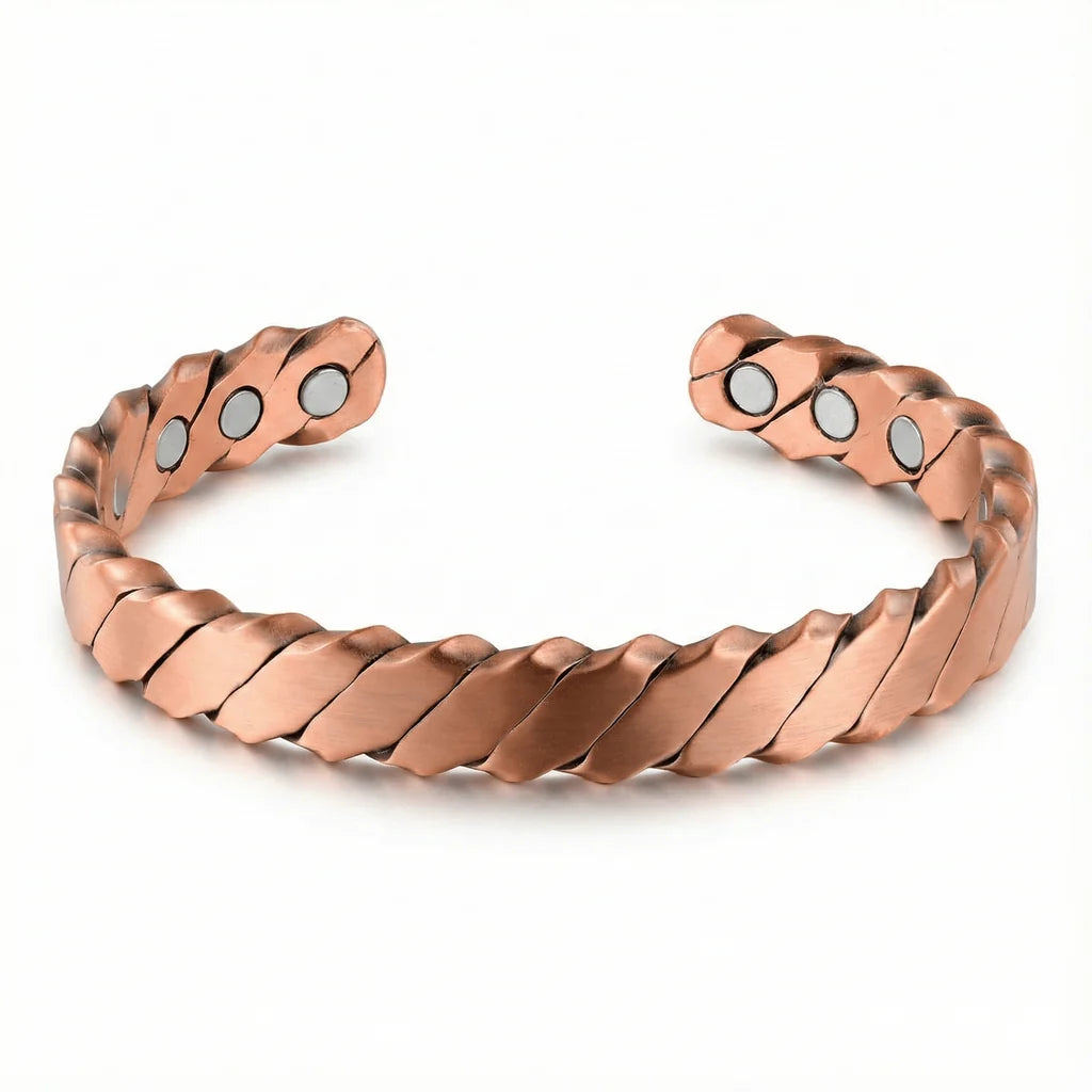 Adjustable Ultra Strength Pure Copper Magnetic Bracelet & Ring Set  (99.99% Copper)