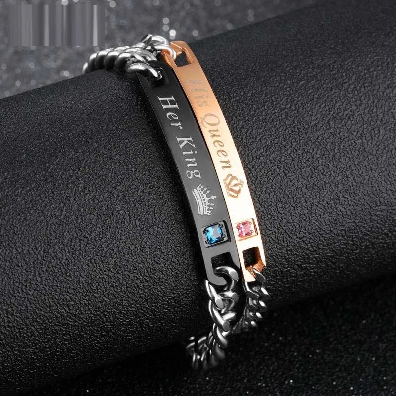 Stainless Steel King and Queen Adjustable Bracelets