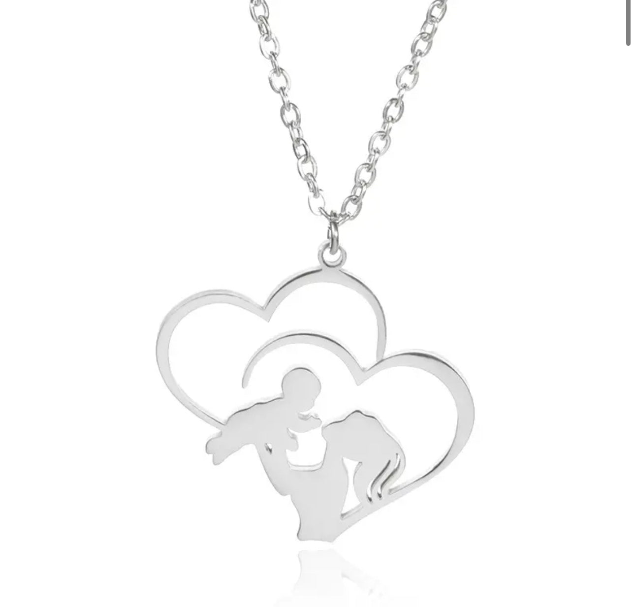 Stainless Steel Mommy Holding Baby Necklace