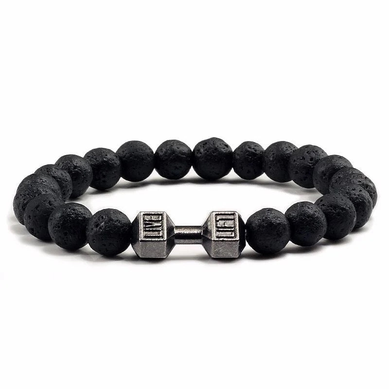 Natural Lava Rock Dumbbell Bracelets (8mm)