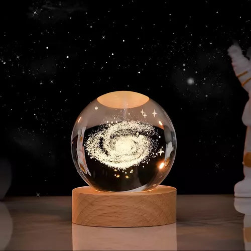 3D Laser Engraved Glass Crystal Ball Lamp Universe Astronomy Decor (Milky Way Galaxy)