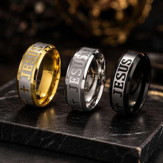 Stainless Steel “Jesus” Religious Christian Rings