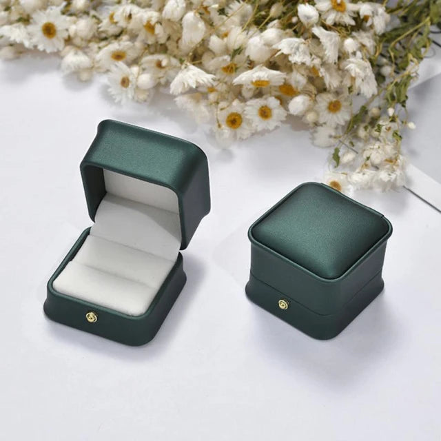 (Premium Packaging) High Quality Leather Velvet Lined Crown Jewelry Ring Box - Engagement Ring Box