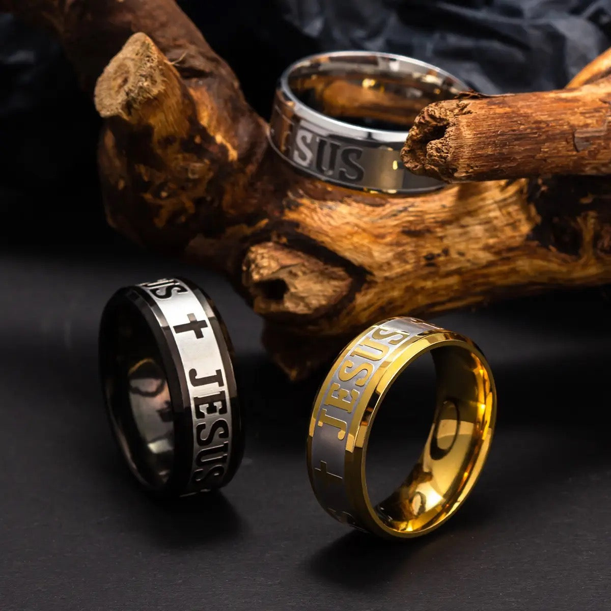 Stainless Steel “Jesus” Religious Christian Rings