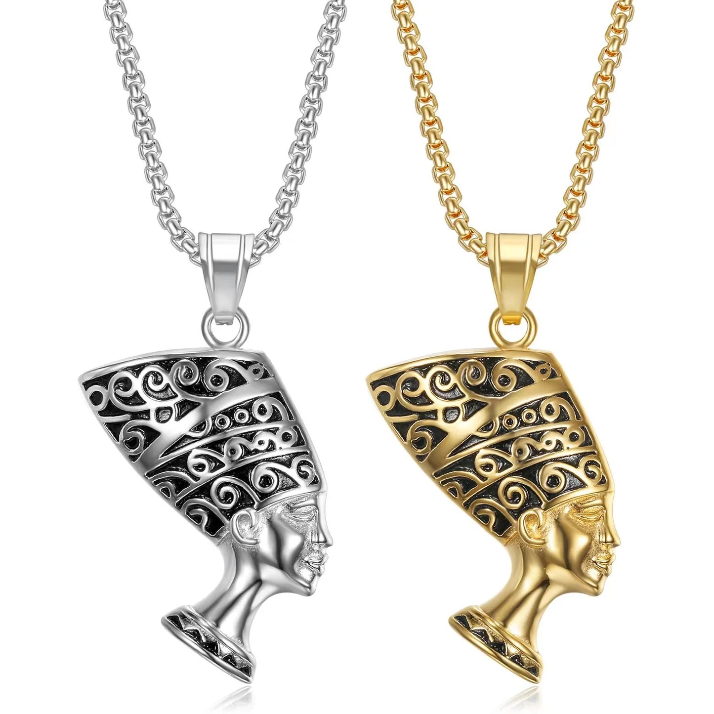 Stainless Steel Egyptian Queen Nefertiti Necklace