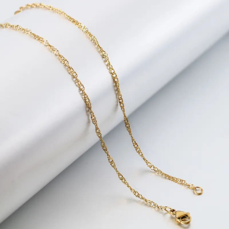 High Quality Stainless Steel Dainty Water Wave Chain (50cm Length)
