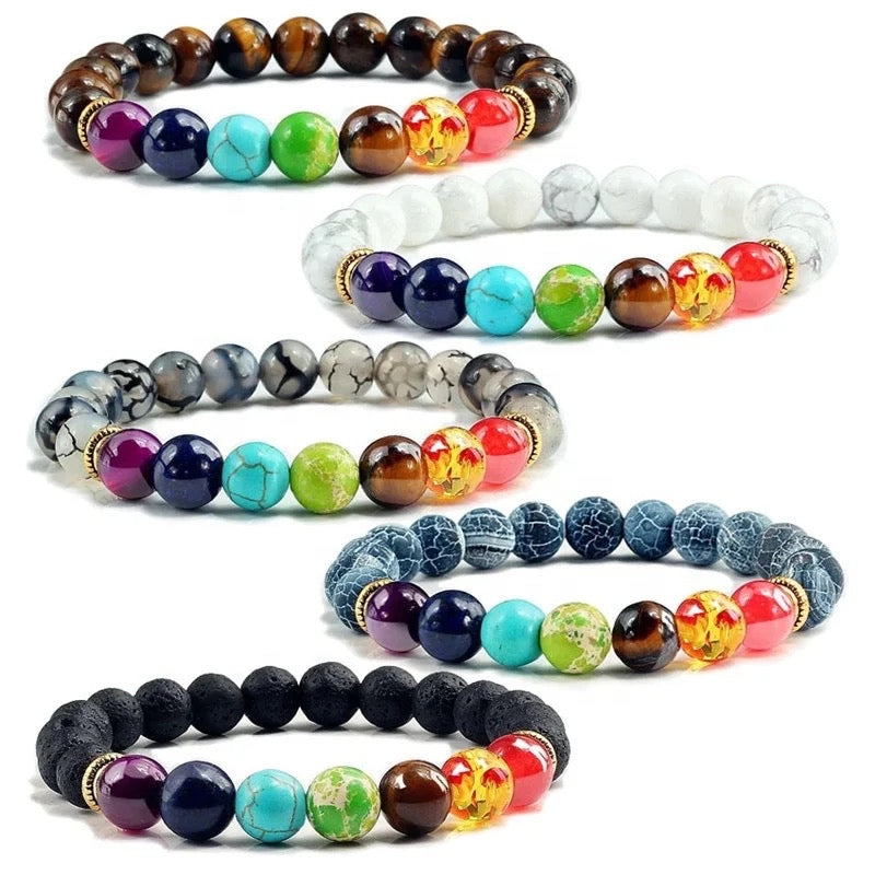 Natural Stone Chakra Bracelets (8mm)