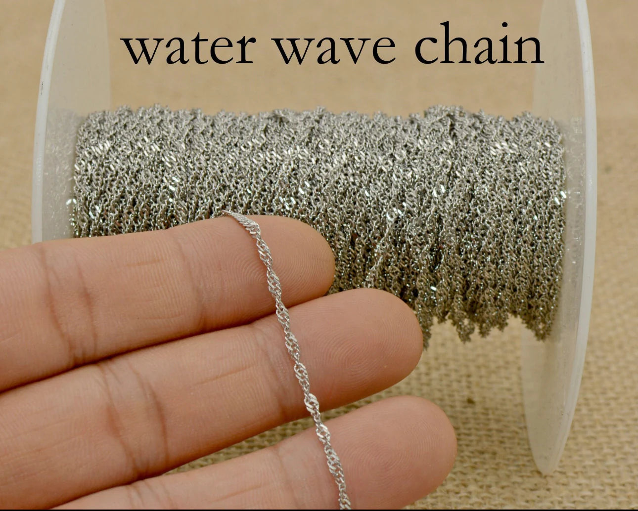 High Quality Stainless Steel Dainty Water Wave Chain (50cm Length)