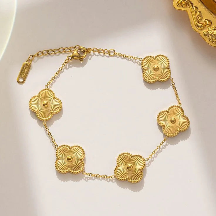 High Quality Stainless Steel Van Cleef Inspired Clover 3pc Set (Gold)