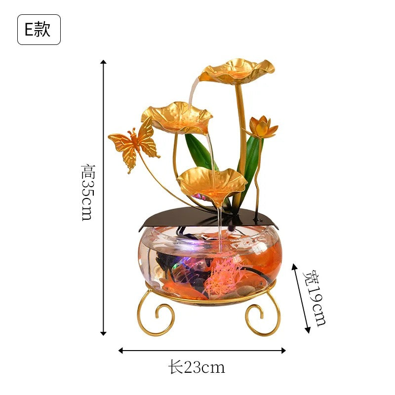 Lotus Leaf Indoor Mini Water Fountain With Ring Light