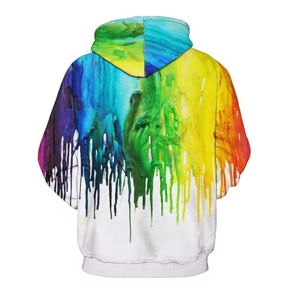 Color Paint Drip Polyester Hoodie