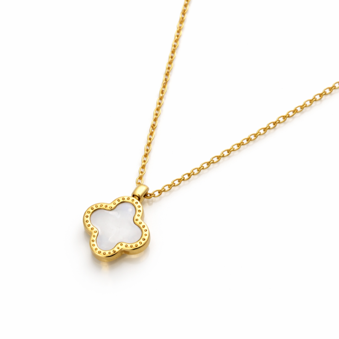 High Quality Stainless Steel Van Cleef Inspired Clover 3pc Set (Pearl White)