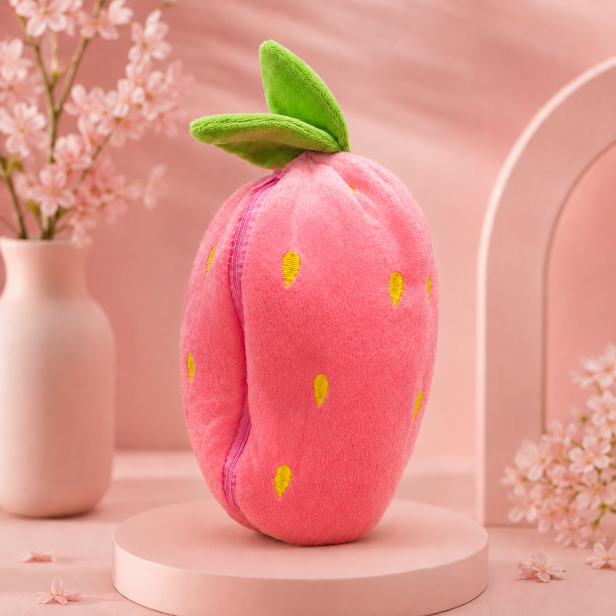 Strawberry Bunny Breathing Plush with Soothing Baby Music