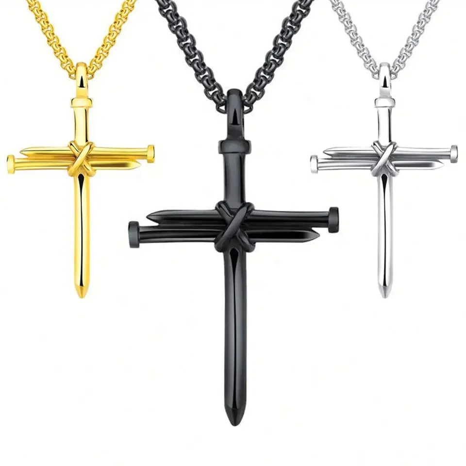 Stainless Steel Nail Cross Necklace