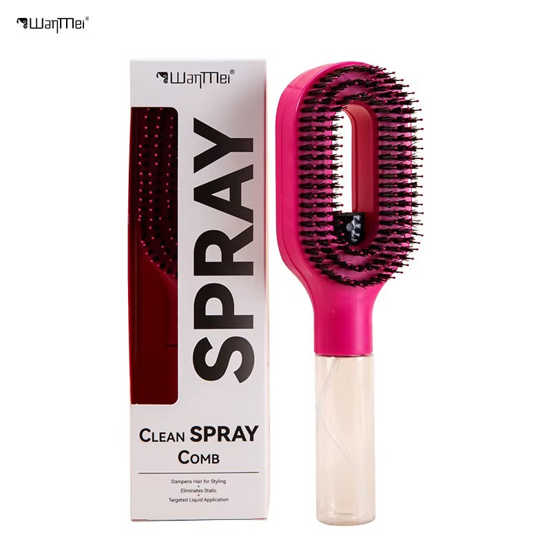 2-in-1 Ionic Hair Mist Brush with Built-In Spray Bottle – Pink