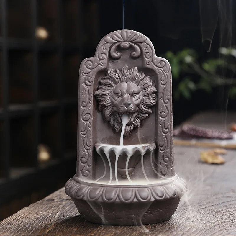 Lion Wall Incense Holder + 10 Free Back-Flow Incense Cones.