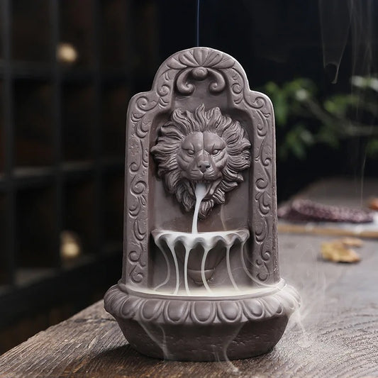 Lion Wall Incense Holder + 10 Free Back-Flow Incense Cones.