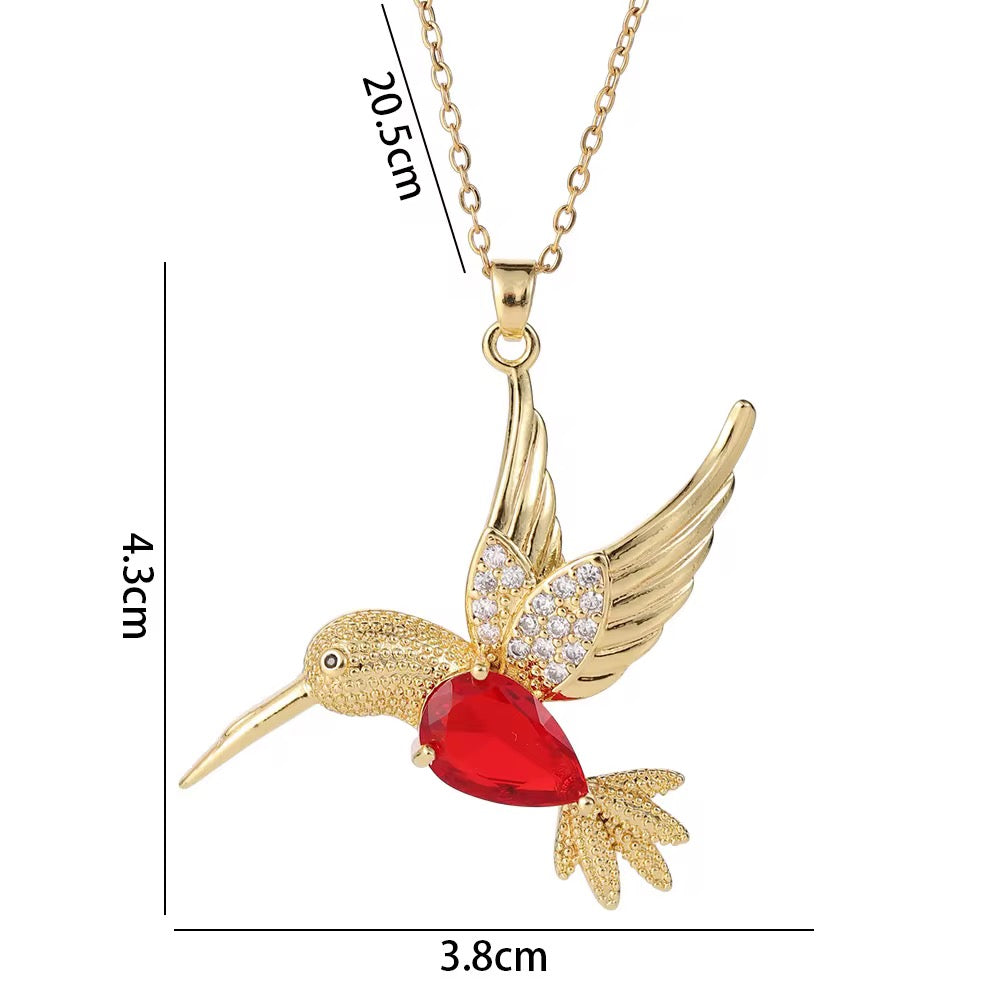 Stainless Steel Zircon Hummingbird Necklace