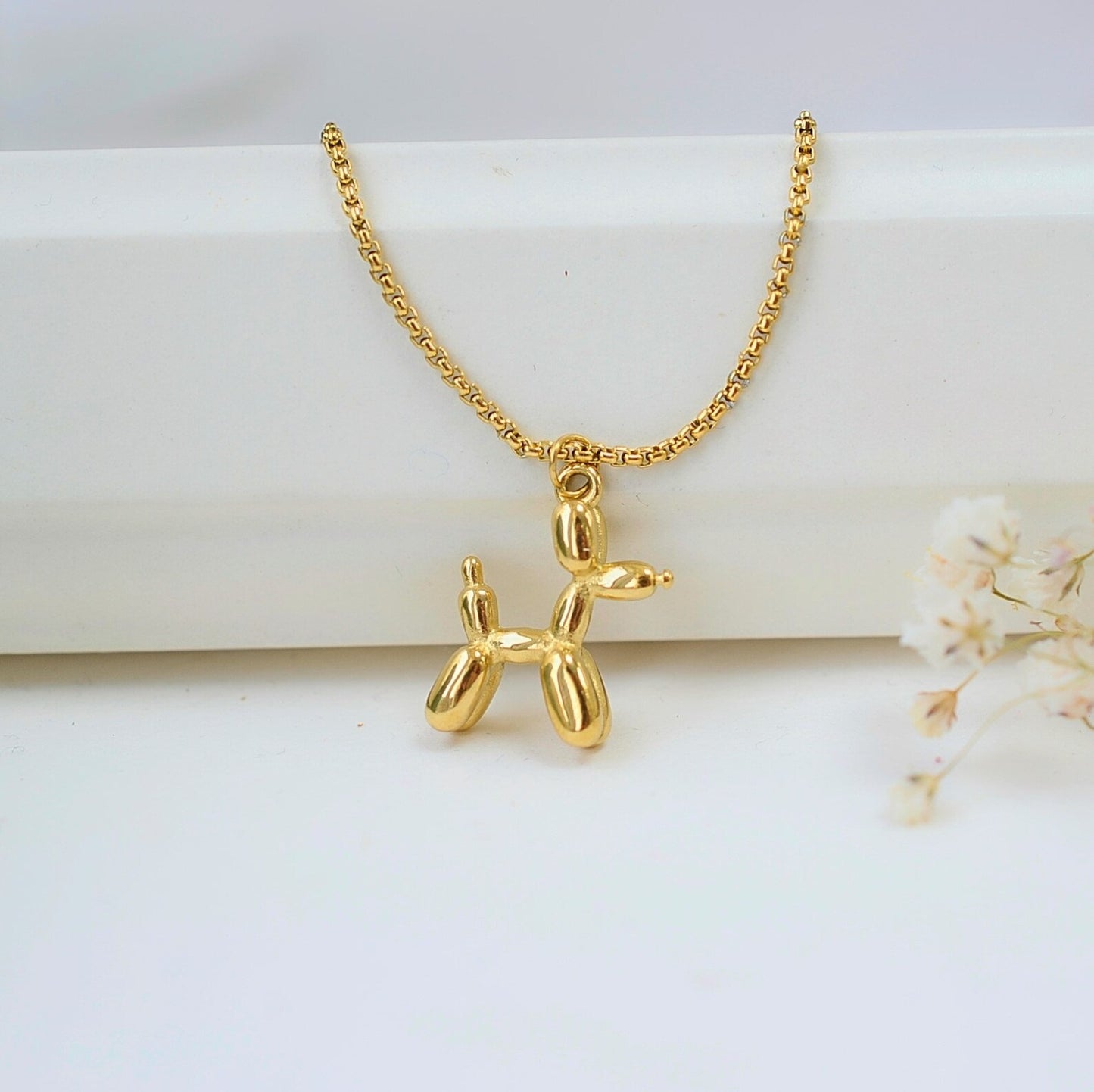 Stainless Steel Cute Animal Balloon Dog  Necklace