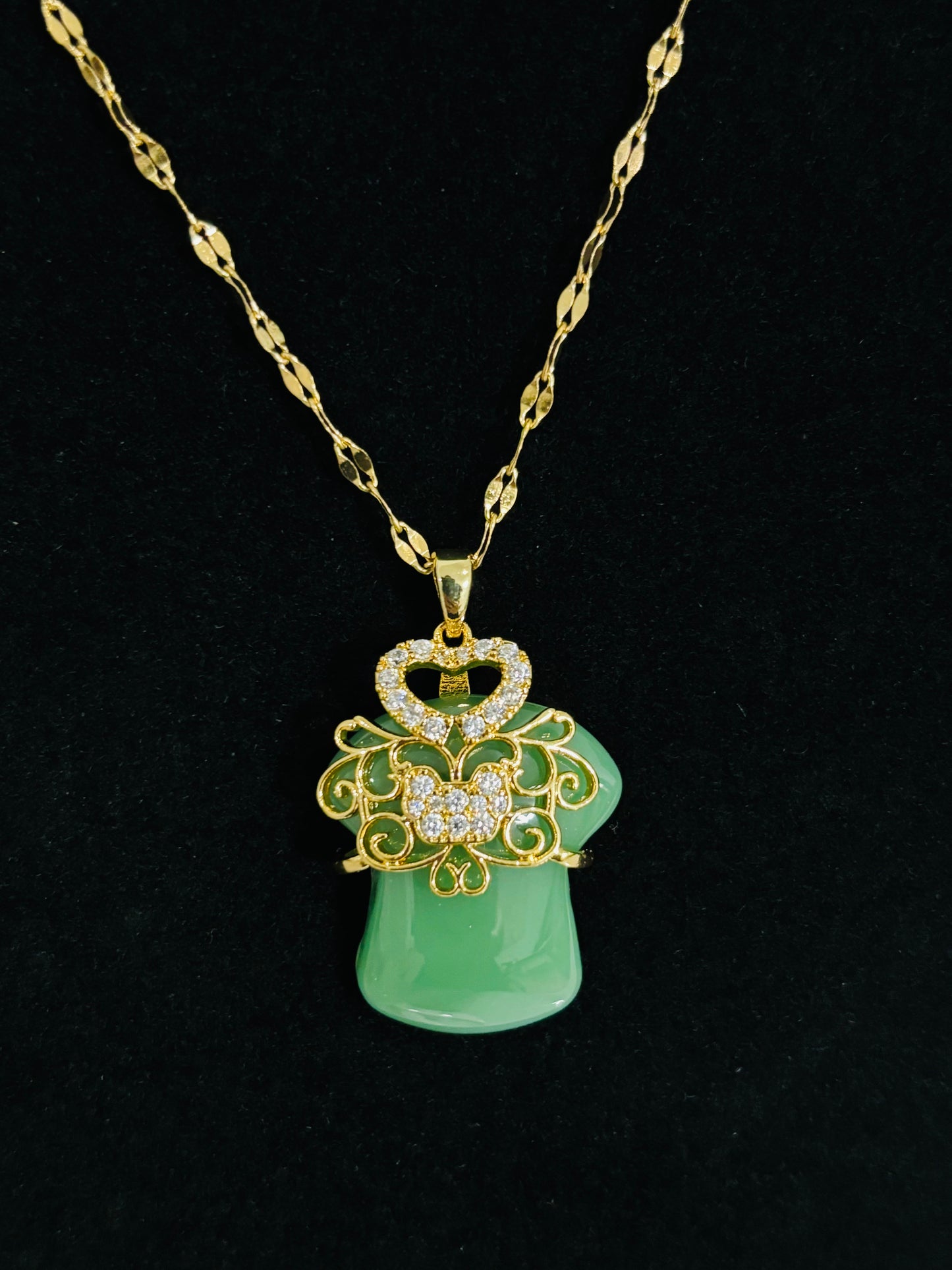 Cute Gipao Gown Jade Necklace