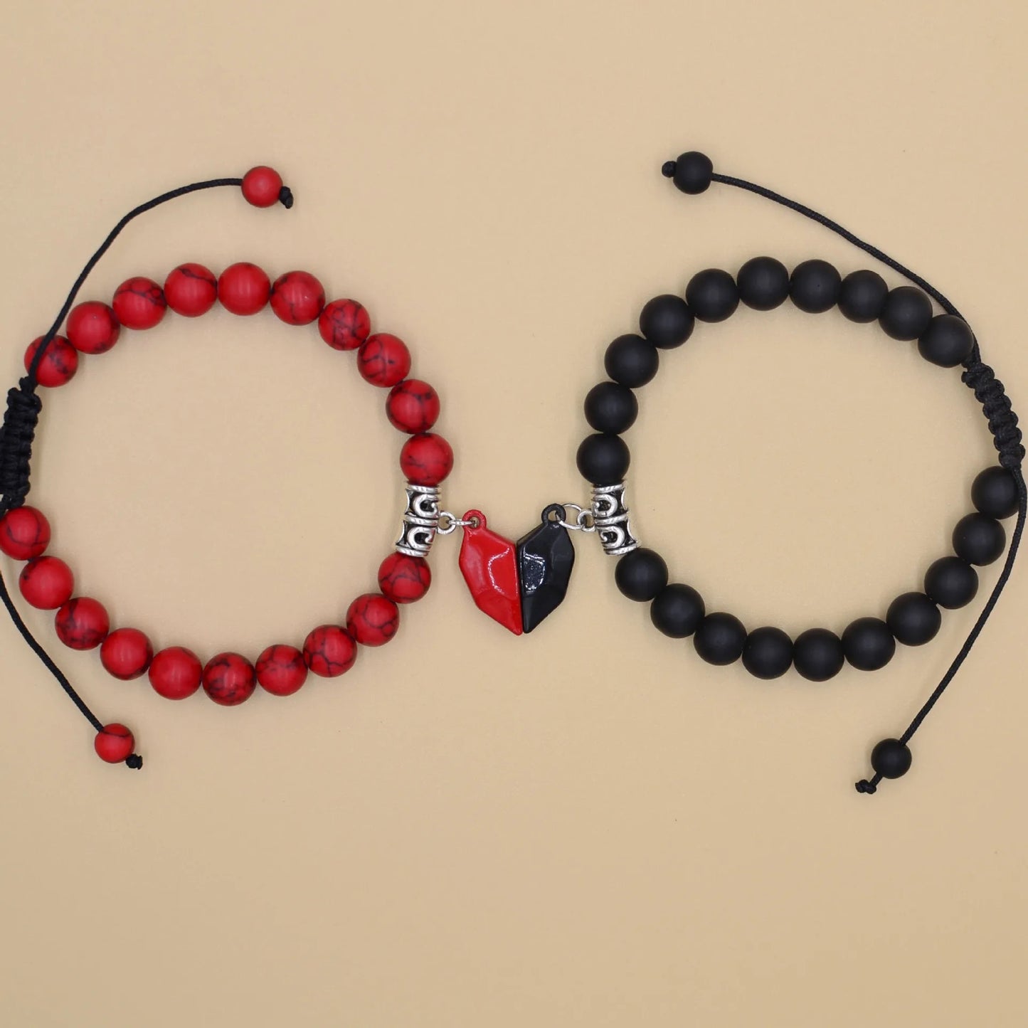 Magnetic Heart Couples Distance Bracelets 8MM (Adjustable)