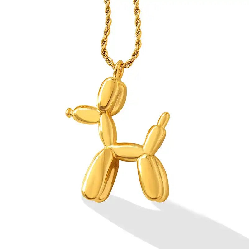 Stainless Steel Cute Animal Balloon Dog  Necklace