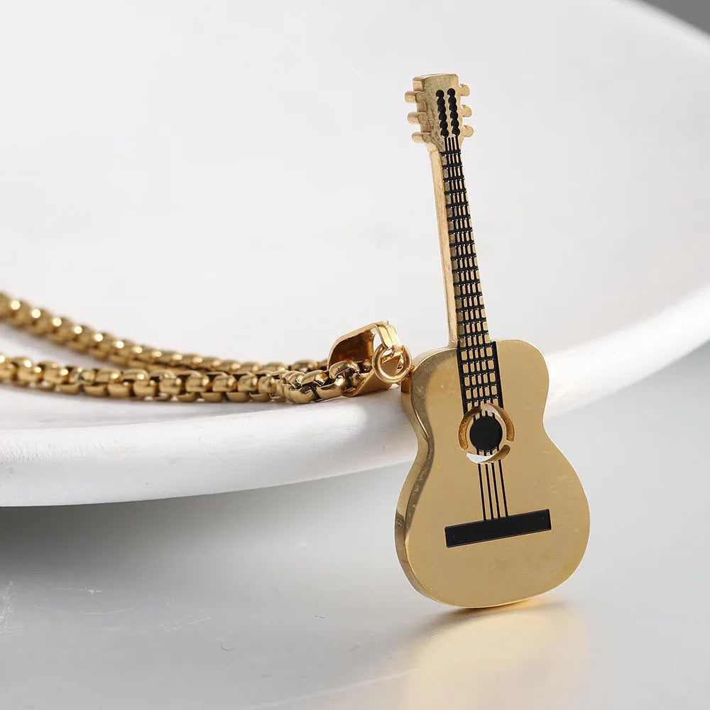 Stainless Steel Guitar Necklace