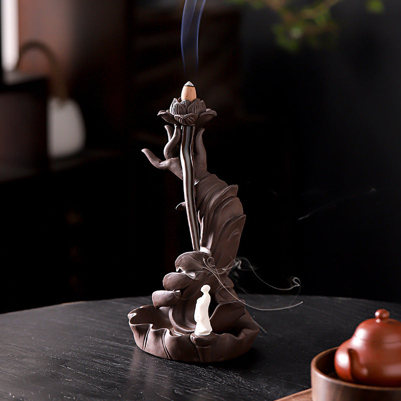 Buddha Incense Holder + 10 Free Back-Flow Incense