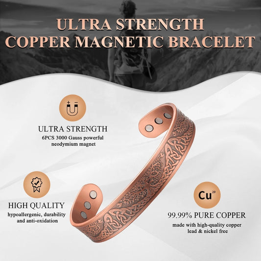 Ultra Strength Pure Copper Magnetic Bracelet (99.99% Copper)