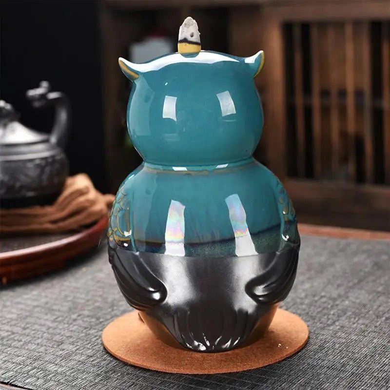 Owl Incense Holder +10 Free Back-Flow Incense