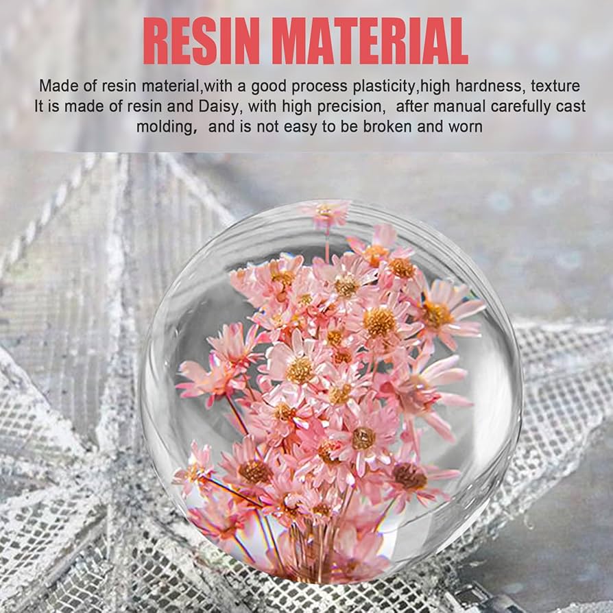 8cm Eternal Flower Sphere Lamp with LED Wooden Light Base, USB (Red & White Daisy)