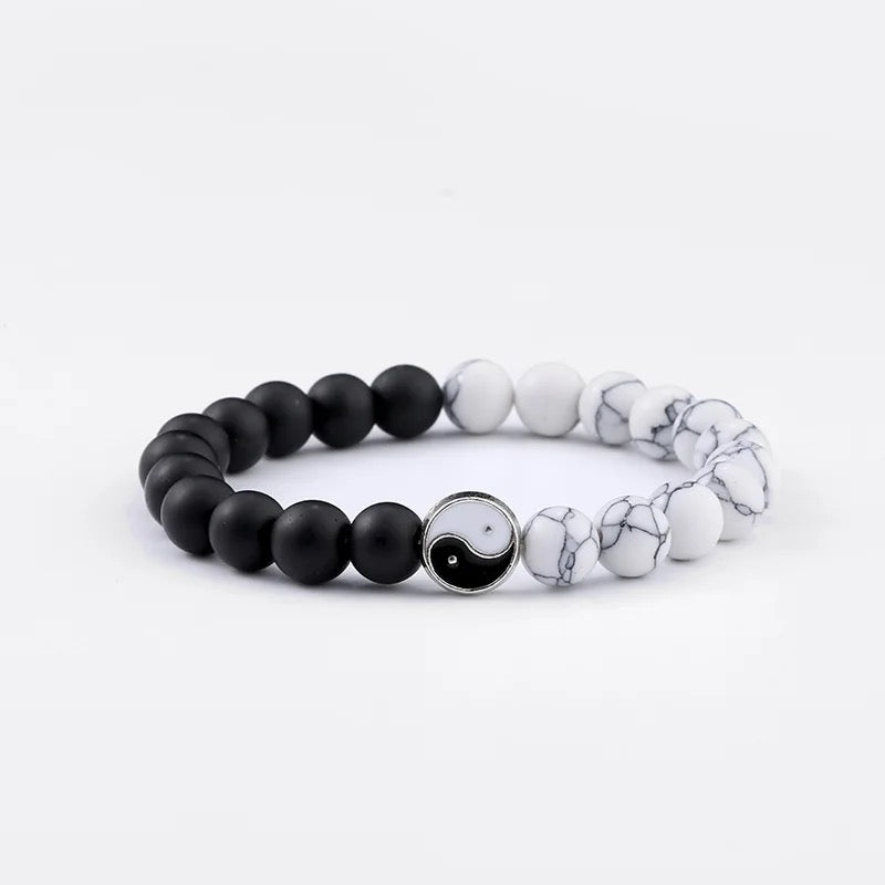 Yin Yang Howlite x Matte Onyx Bracelet