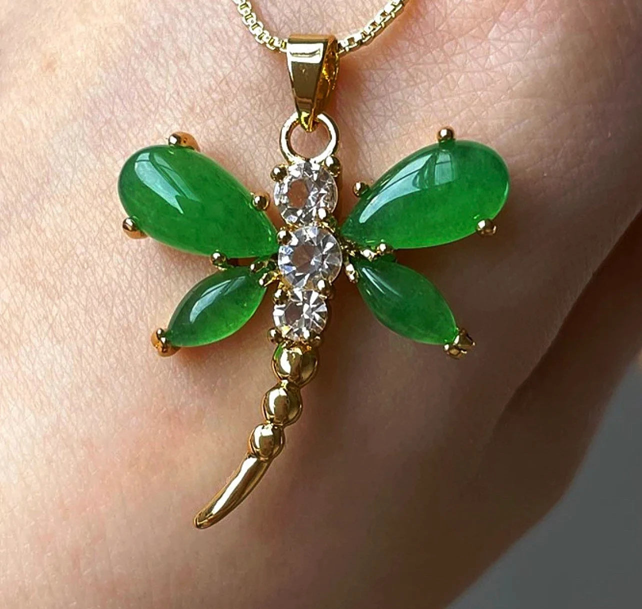 Natural Dragon Fly Jade Necklace